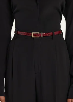 TOM FORDShiny Stamped Croc-Embossed Leather Belt