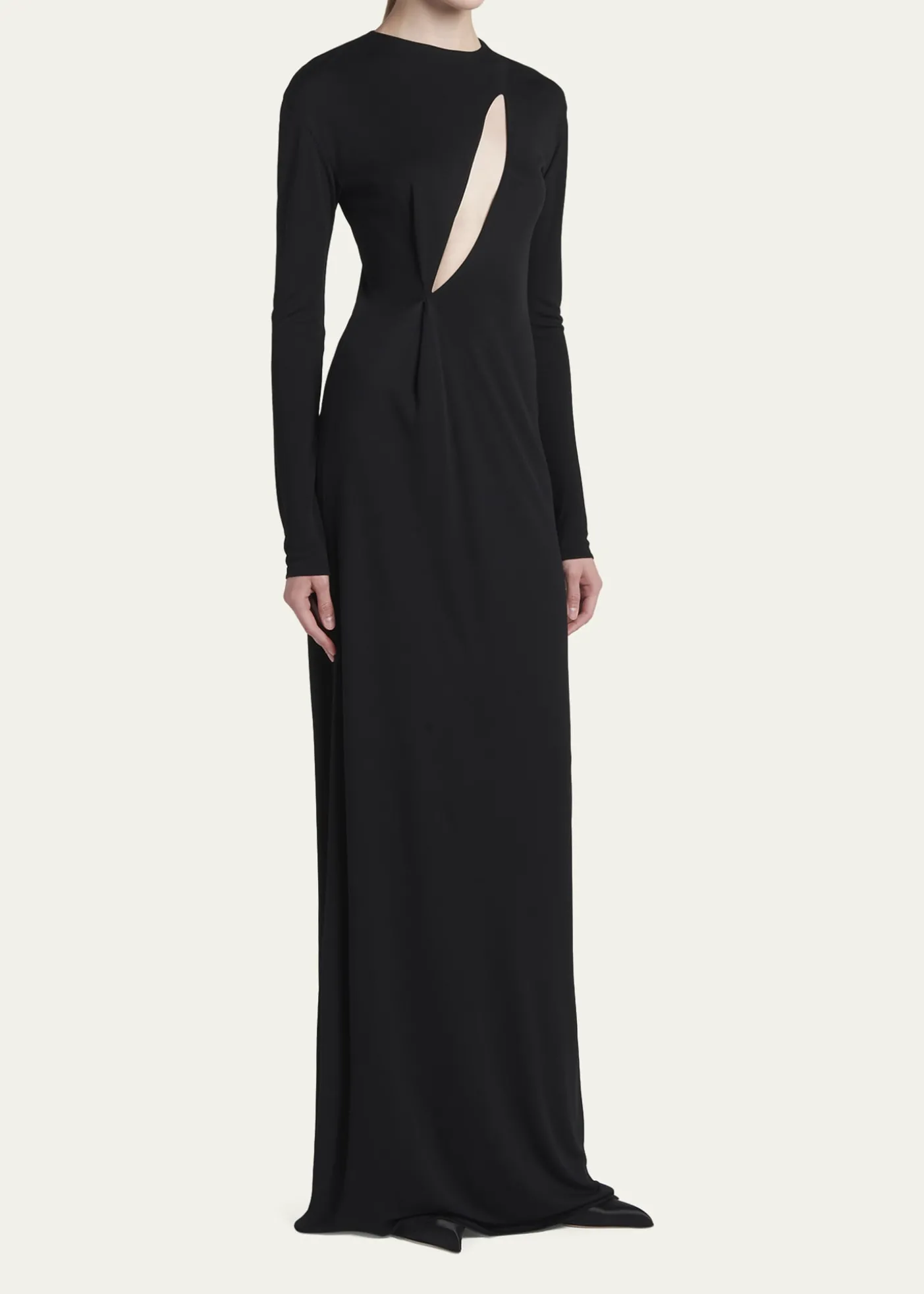 TOM FORDSlash Cutout Long-Sleeve Crepe Jersey Maxi Dress