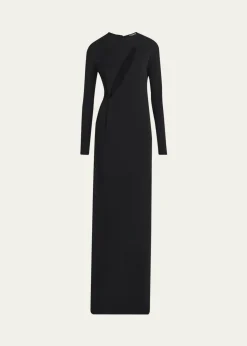 TOM FORDSlash Cutout Long-Sleeve Crepe Jersey Maxi Dress