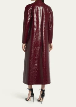 TOM FORDSnake-Embossed Leather Long Coat