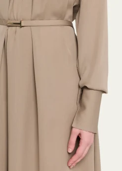 TOM FORDWashed Silk Georgette Belted Midi Dress