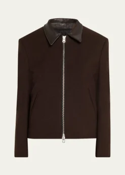 TONYWACKLeather-Trim Wool Jacket