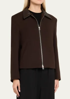 TONYWACKLeather-Trim Wool Jacket