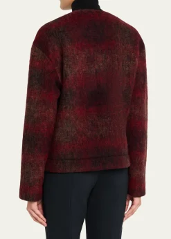 TONYWACKV-Neck Plaid Mohair Jacket