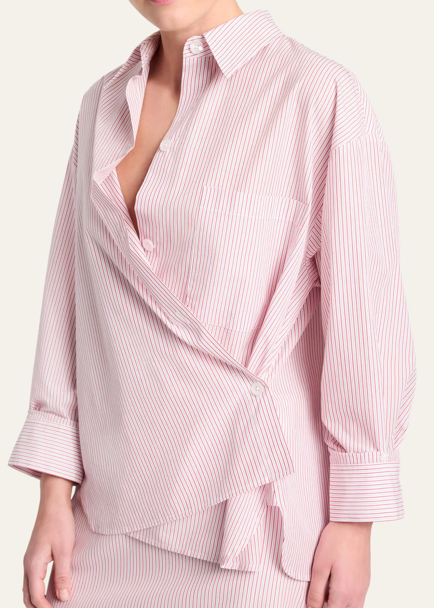 TWPNewest Earl Striped Asymmetric Button-Front Shirt