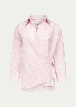 TWPNewest Earl Striped Asymmetric Button-Front Shirt