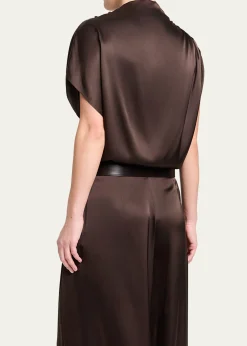 TWPWish You Would Draped Silk Blouse
