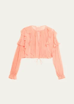 Ulla JohnsonDelfina Long-Sleeve Silk Chiffon Blouse