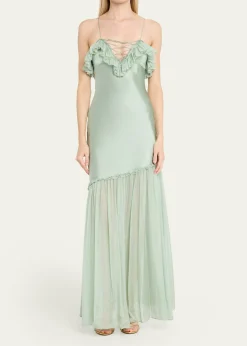 Ulla JohnsonElaria Sleeveless Silk Ruffle Gown