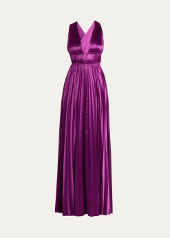Ulla JohnsonLena Pleated Satin Gown