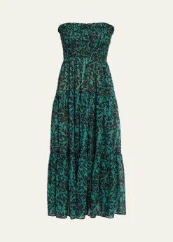 Ulla JohnsonLucca Smocked Strapless Midi Dress