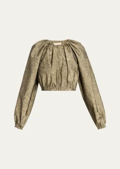 Ulla JohnsonOrielle Metallic Taffeta Bomber Jacket
