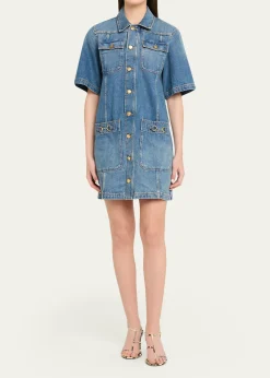 Ulla JohnsonPainters Denim Mini Shirtdress