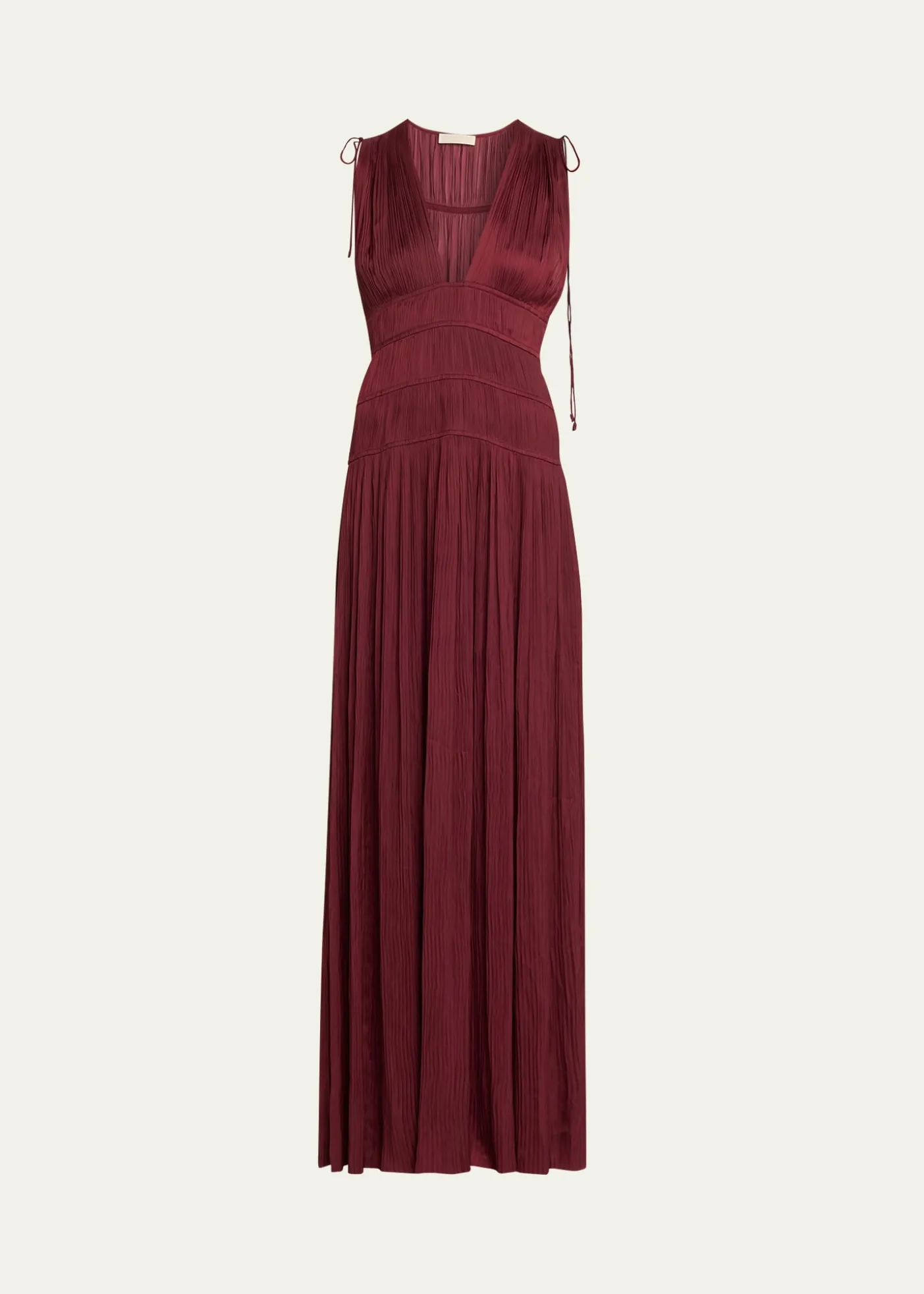 Ulla JohnsonTasneem Pleated Deep-V Satin Gown