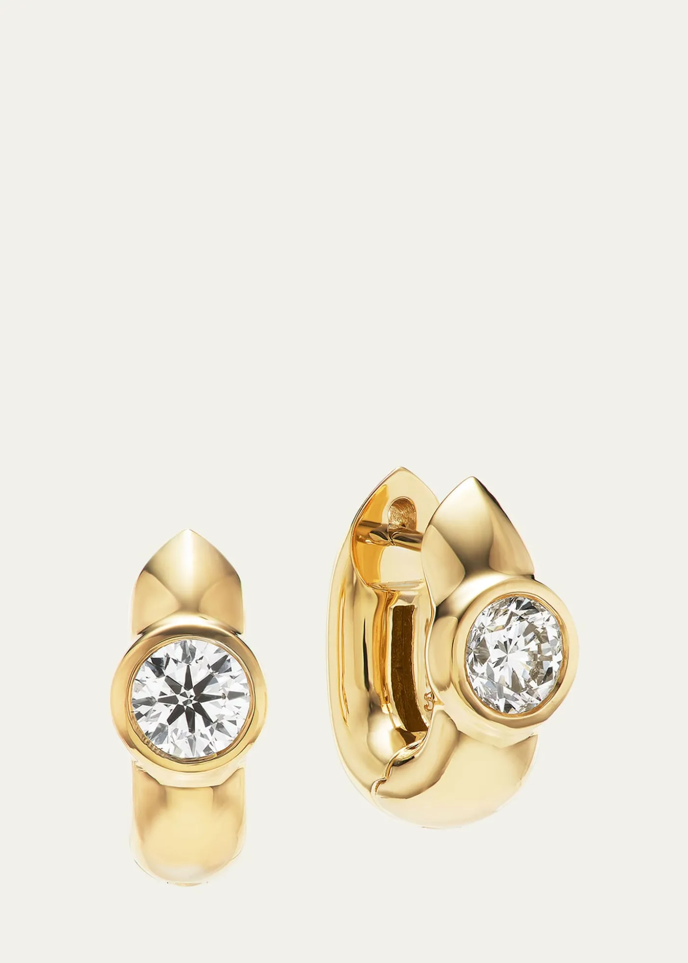 Uniform Object18K Gold Tusk Diamond Huggie Earrings