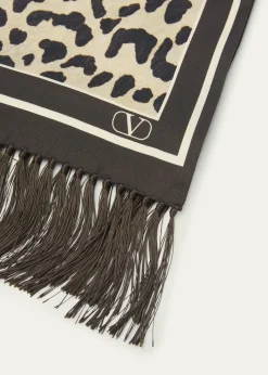 Valentino GaravaniAnimal Twill Fringe Scarf