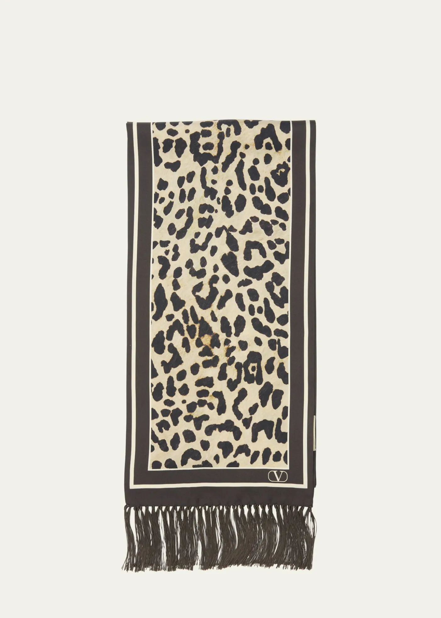 Valentino GaravaniAnimal Twill Fringe Scarf