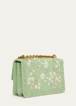 Valentino GaravaniBeaded Floral-Embroidered Moire Shoulder Bag
