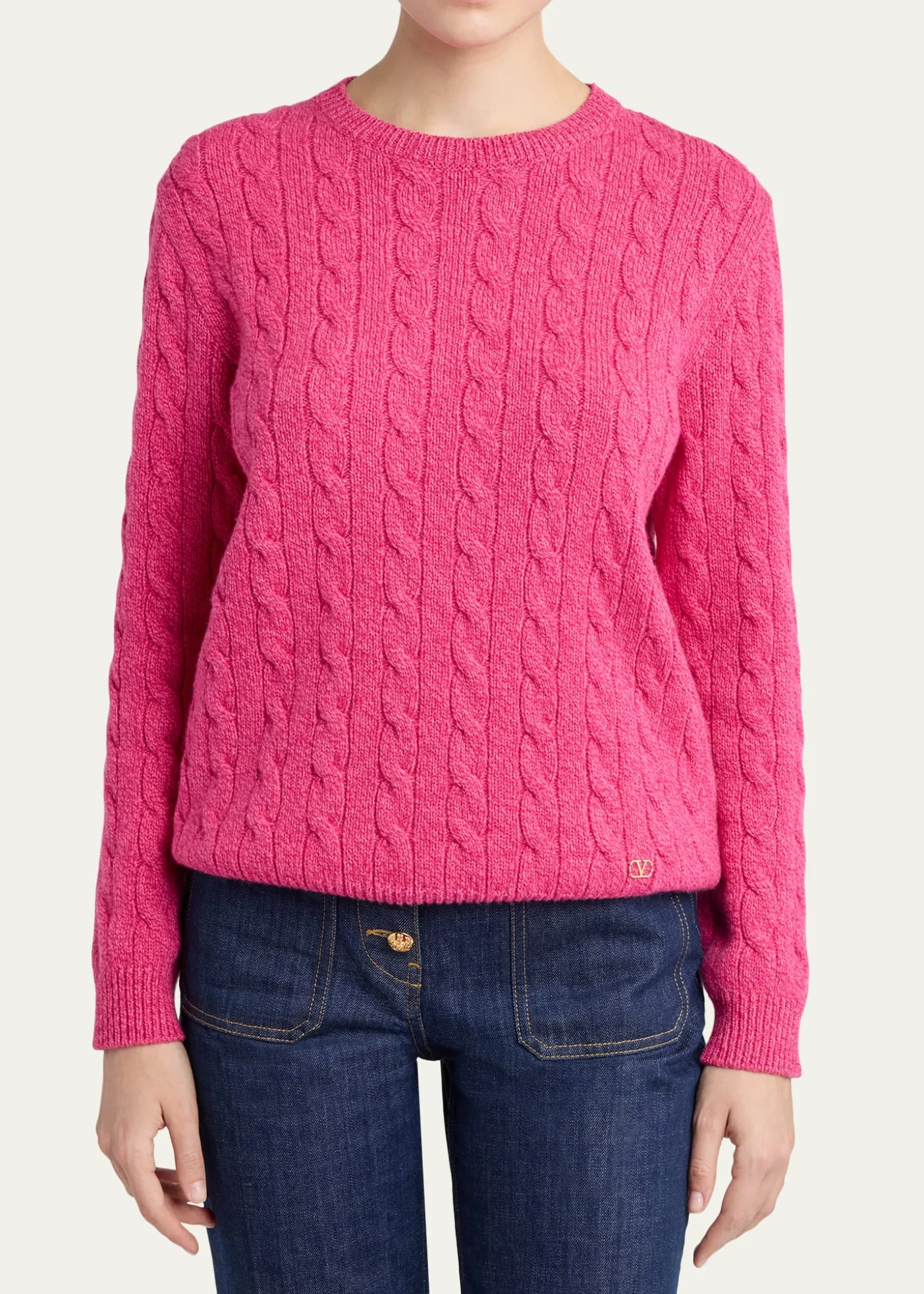 Valentino GaravaniCable Knit Crewneck Sweater