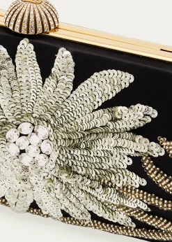 Valentino GaravaniCarry Secrets Sequin Floral Satin Clutch Bag