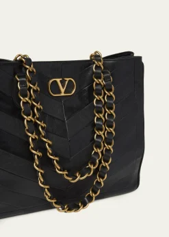 Valentino GaravaniChevron Patchwork Nappa Leather Tote Bag