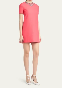 Valentino GaravaniCrystal Embroidered Wool-Silk Mini Dress