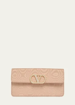 Valentino GaravaniCrystal VLogo Moire Clutch Bag