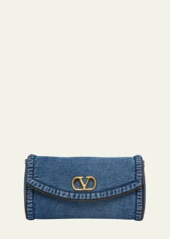 Valentino GaravaniDeVain Small Denim VLogo Shoulder Bag