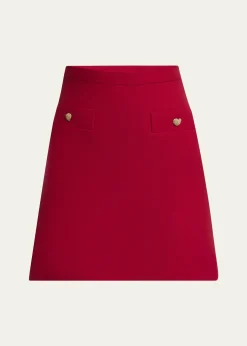 Valentino GaravaniHeart Button Crepe Couture Mini Skirt