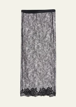 Valentino GaravaniLace Bodycon Midi-Skirt