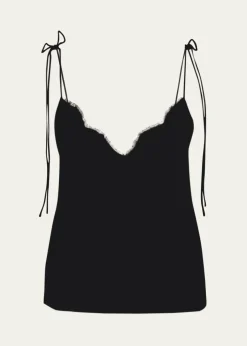 Valentino GaravaniLace-Trim Silk Cami Top