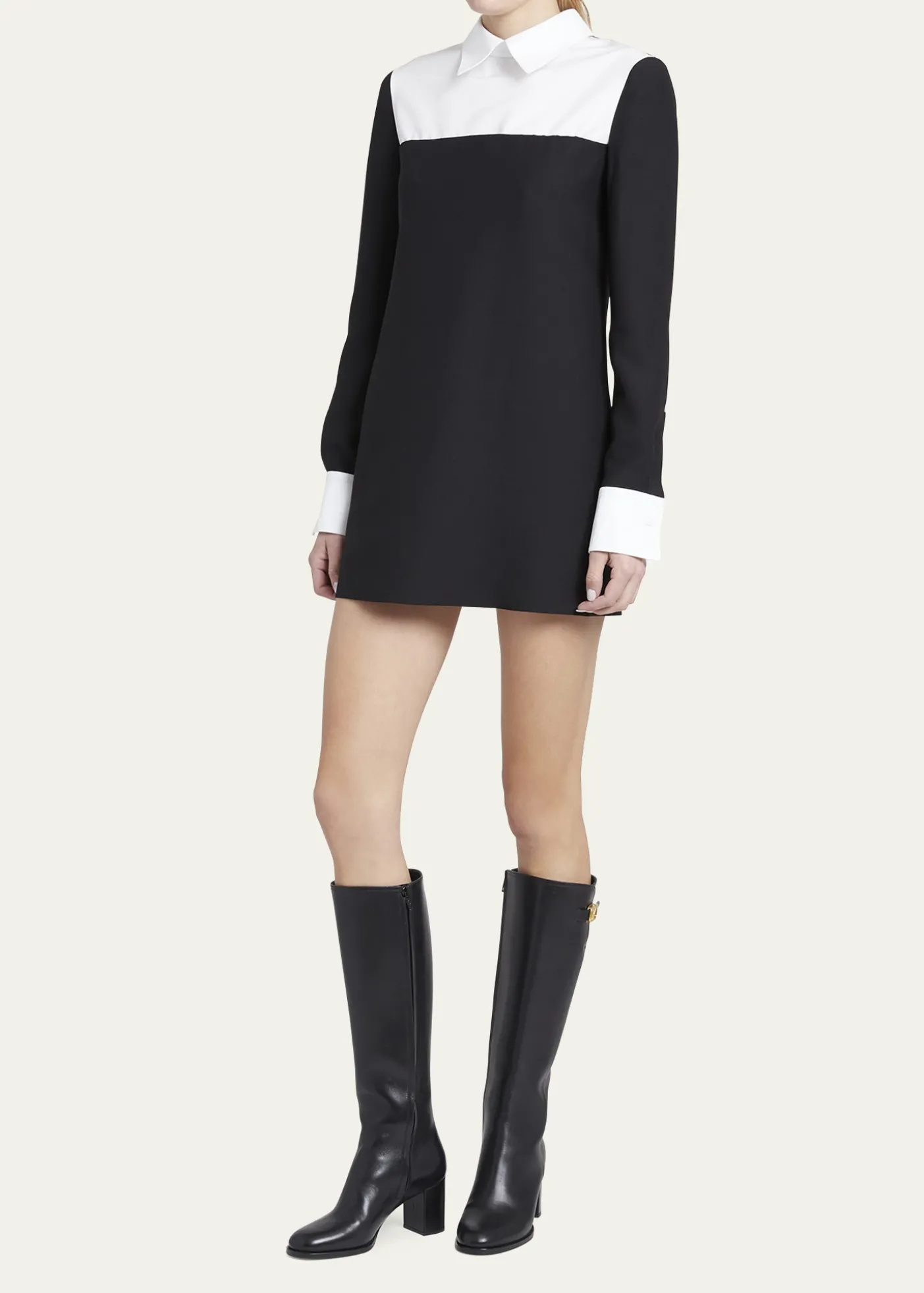 Valentino GaravaniLeather Knee High Boots with V Logo