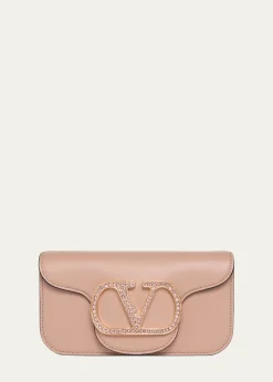 Valentino GaravaniLoco Crystal VLogo Leather Shoulder Bag