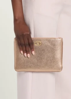 Valentino GaravaniMedium Metallic Leather Flat Pouch Bag