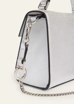 Valentino GaravaniMini Crystal VLogo Metallic Leather Top-Handle Bag