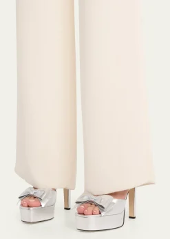 Valentino Garavani130mm Bowow Metallic Leather Platform Sandals