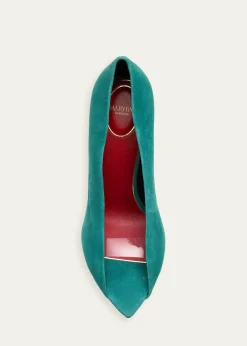 Valentino Garavani105mm Open Toe Revele Suede Pumps