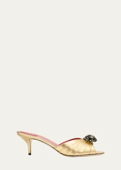 Valentino Garavani55mm Panthea Embellished Metallic Leather Mules