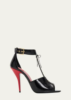Valentino Garavani105mm Patent Leather Bustier T-Strap Sandals