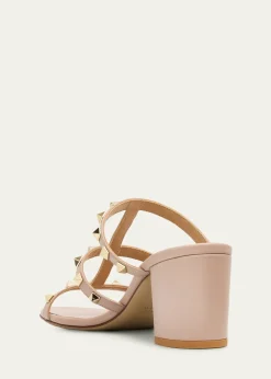 Valentino Garavani60mm Rockstud Caged Block-Heel Slide Sandals