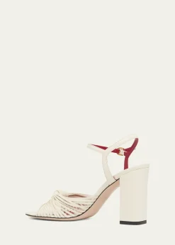 Valentino Garavani90mm VLogo Anne Leather Block-Heel Sandals