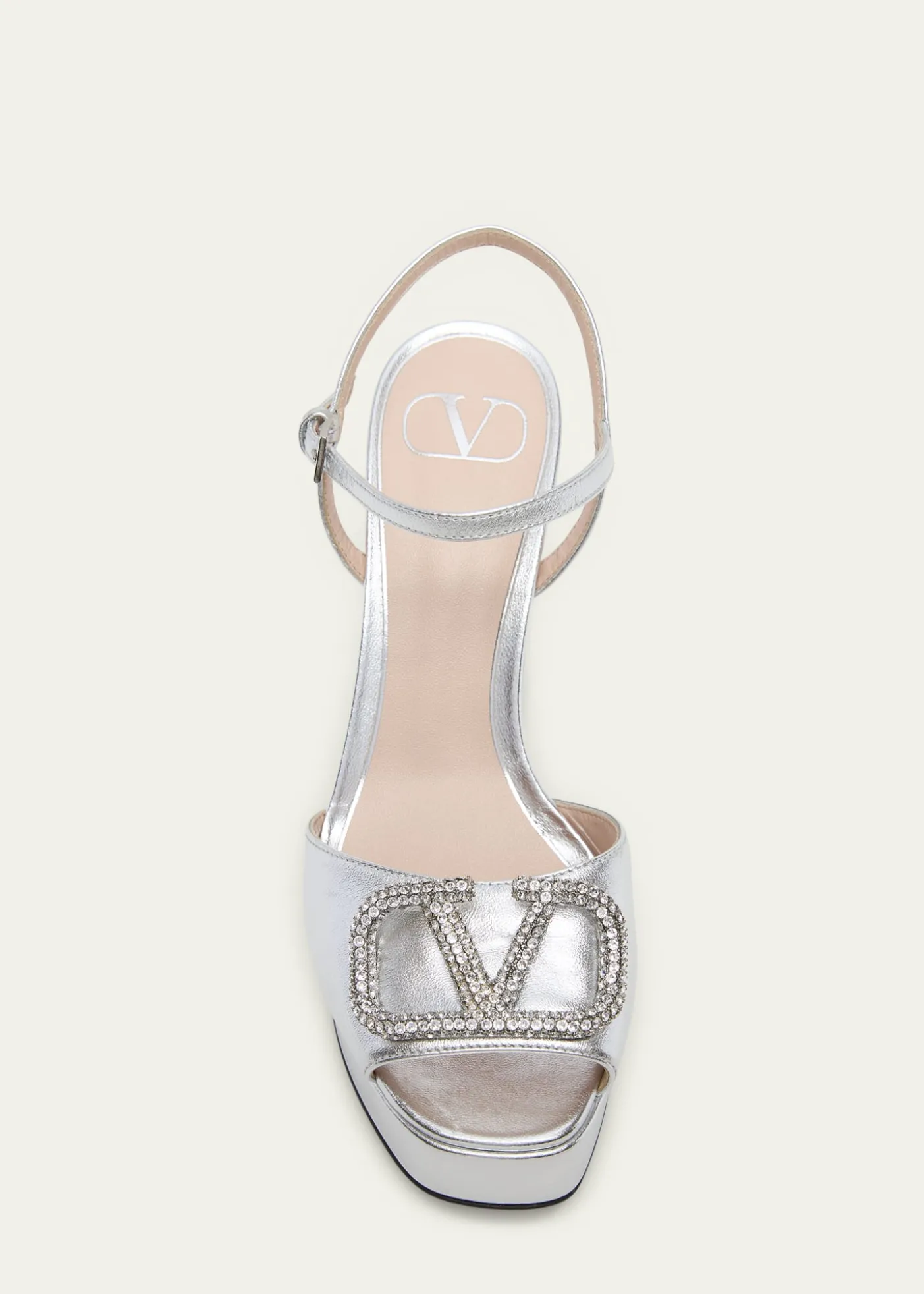 Valentino Garavani115mm VLogo Signature Metallic Leather Platform Sandals