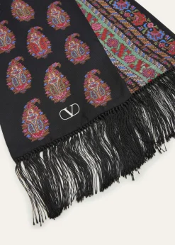 Valentino GaravaniPaisley Twill Fringe Scarf