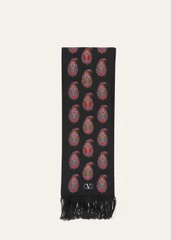 Valentino GaravaniPaisley Twill Fringe Scarf