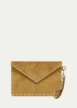 Valentino GaravaniRockstud Suede Wristlet Pouch Bag