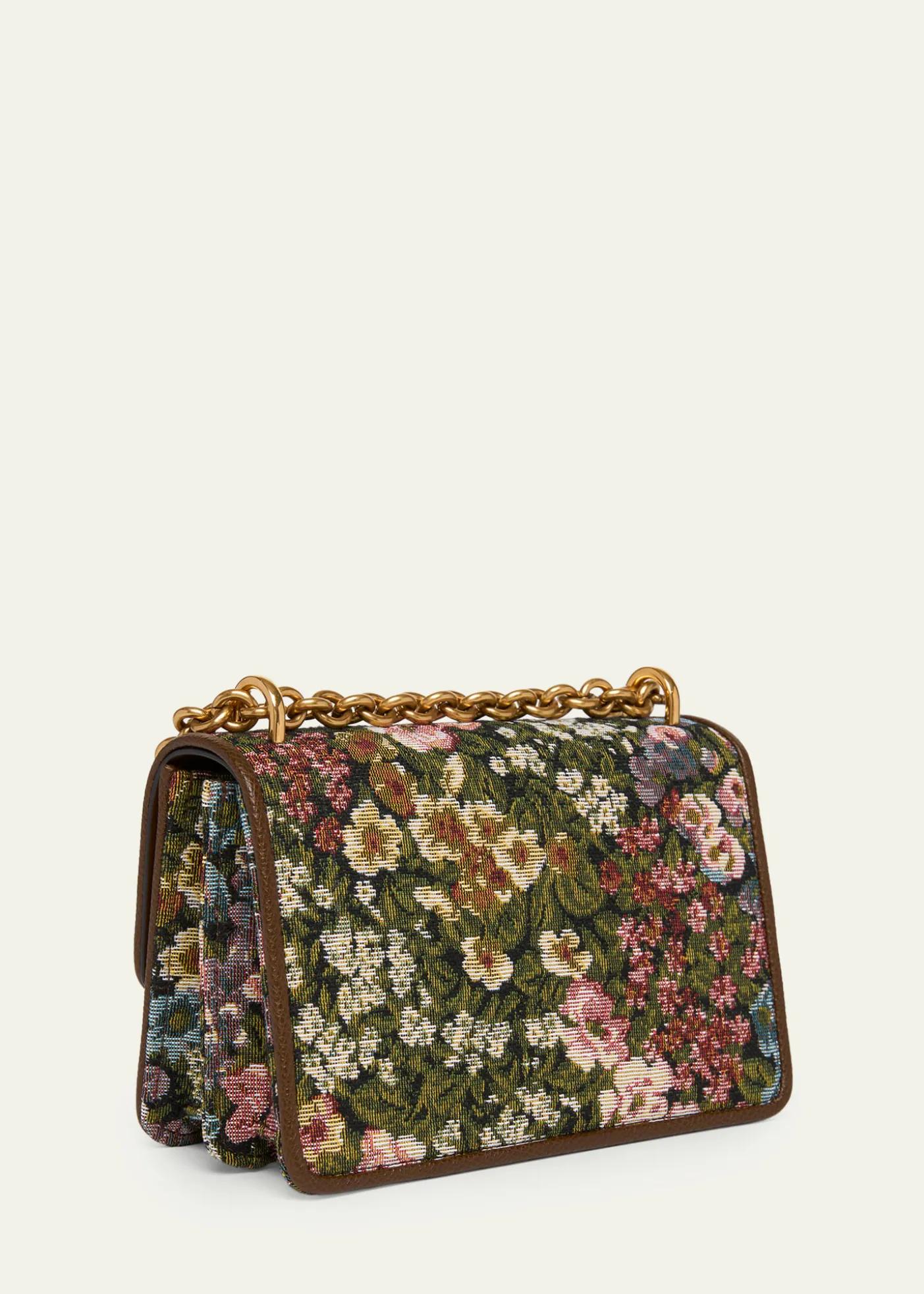 Valentino GaravaniSmall Floral Woven Leather-Trim Shoulder Bag