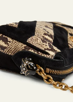 Valentino GaravaniSmall Patchwork Suede & Python Shoulder Bag