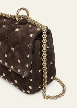 Valentino GaravaniSmall Quilted Rockstud Suede Shoulder Bag