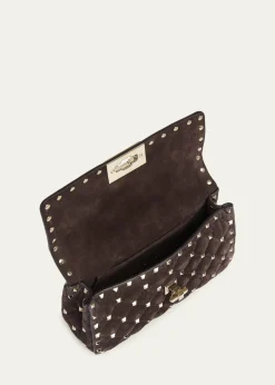 Valentino GaravaniSmall Quilted Rockstud Suede Shoulder Bag