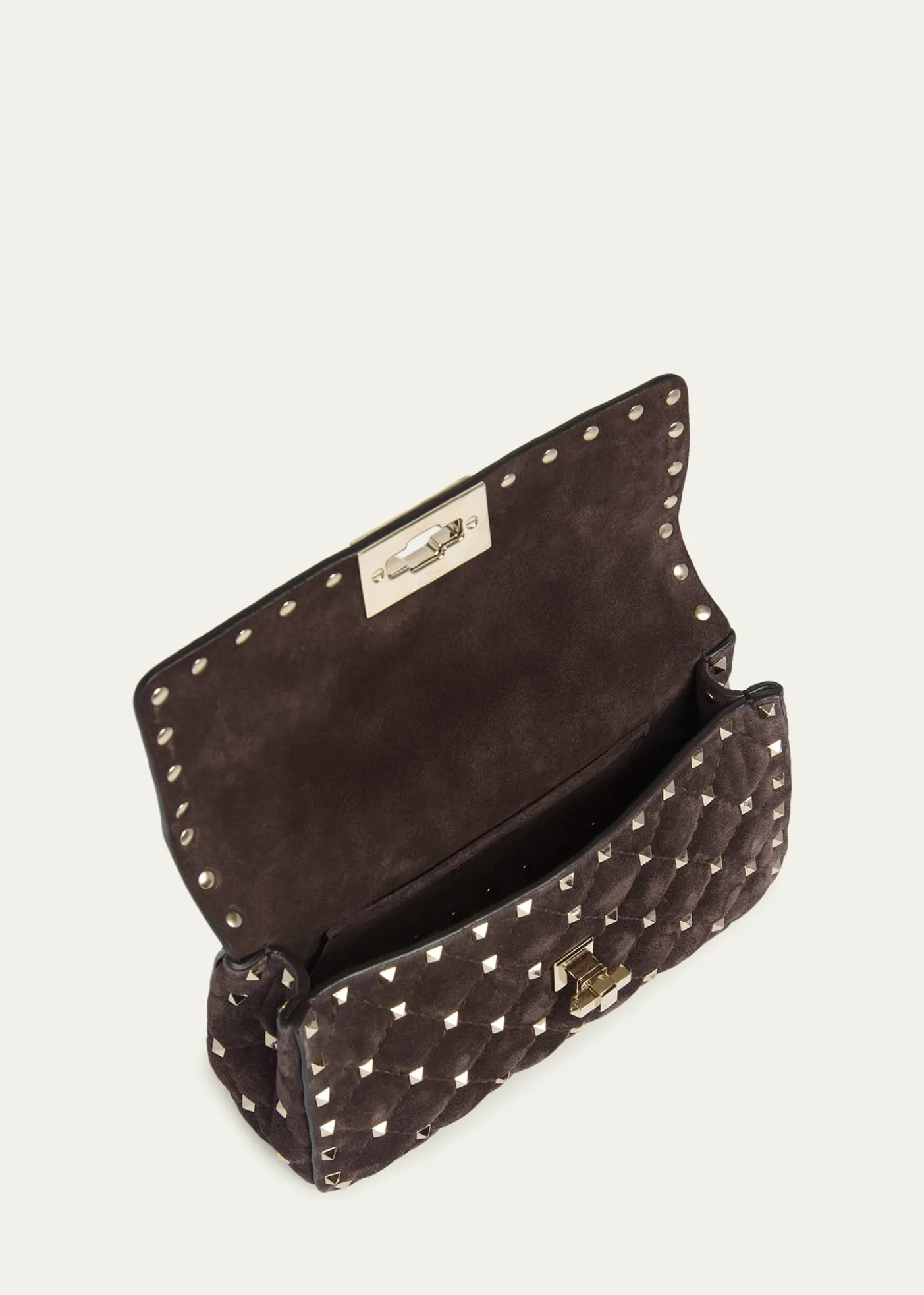 Valentino GaravaniSmall Quilted Rockstud Suede Shoulder Bag